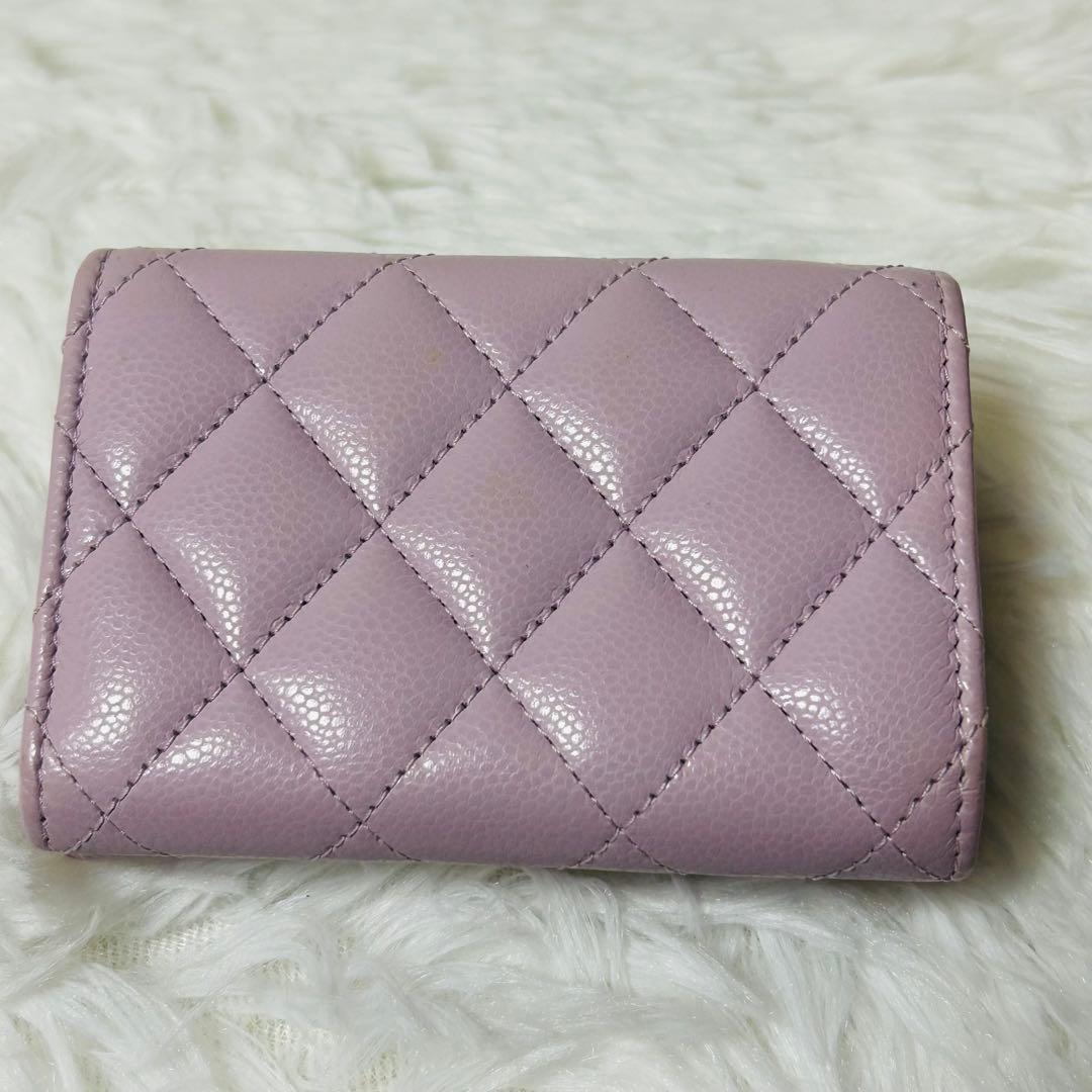 CHANEL シャネル レザー ミニウォレット 三つ折り財布 ピンク