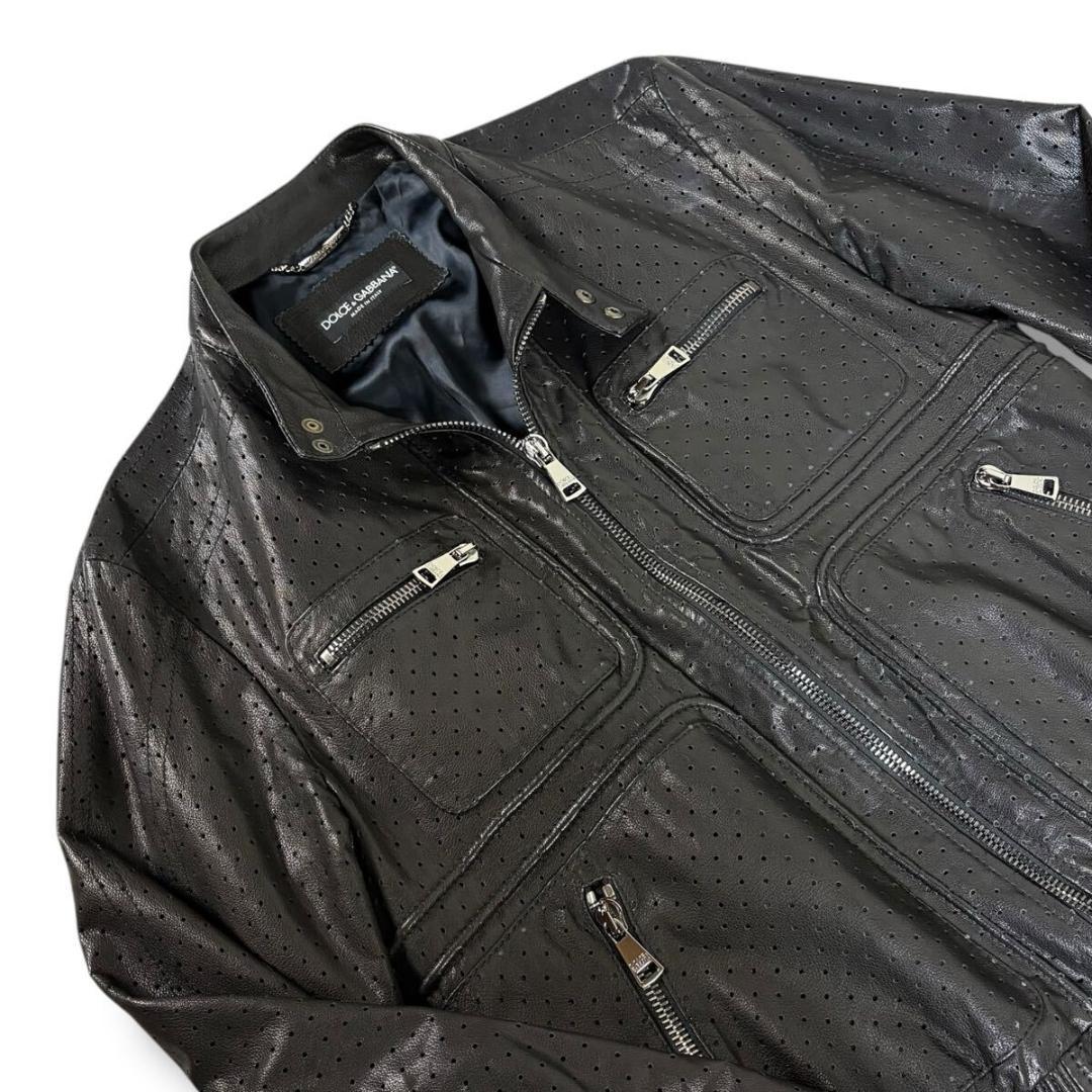 【美品】DOLCE&GABBANA ロー レザー ジャケット 52 イタリア製