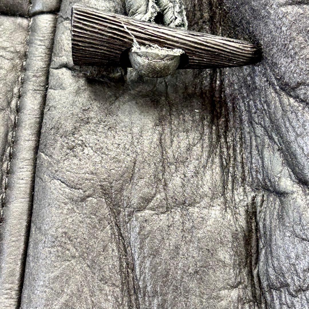 【希少L リアルムートン】ムートンジャケット ダッフル コート ブラック ボア