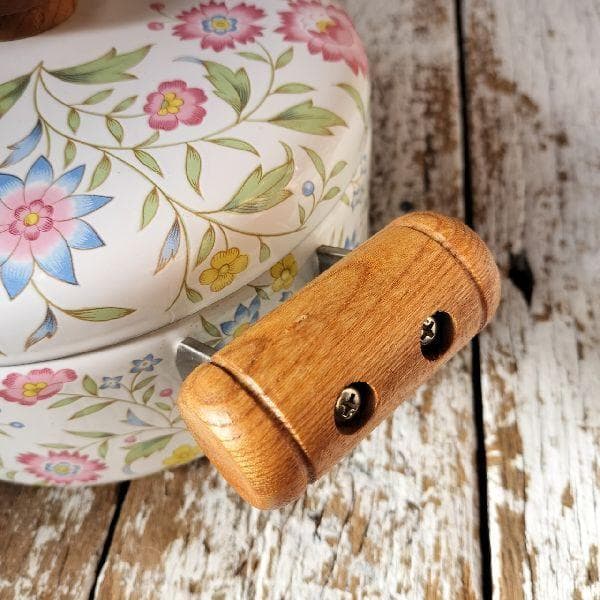 ヴィンテージ 未使用 エジリー 華やか フラワー 花柄 ホーロー両手鍋