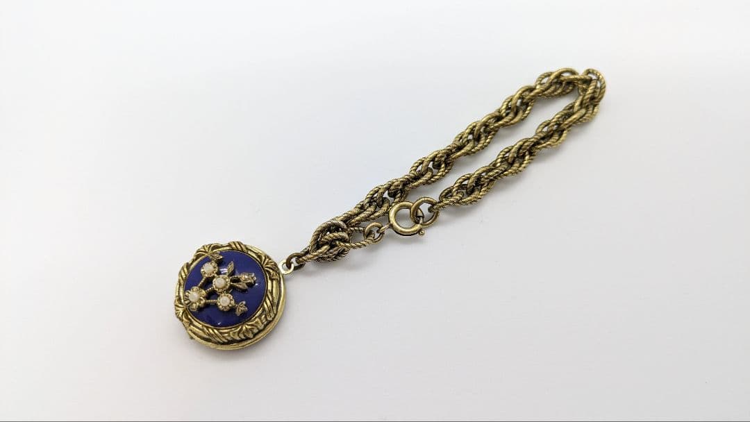 ★TRIFARI★レア★草花モチーフエナメルロケットブレスレット★