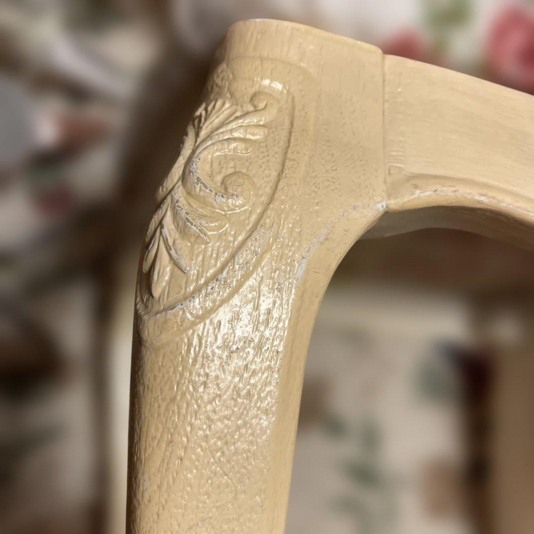 Chi　ロココ調椅子　彫刻装飾　バラ布座面 ヨーロピアン　アンティーク椅子