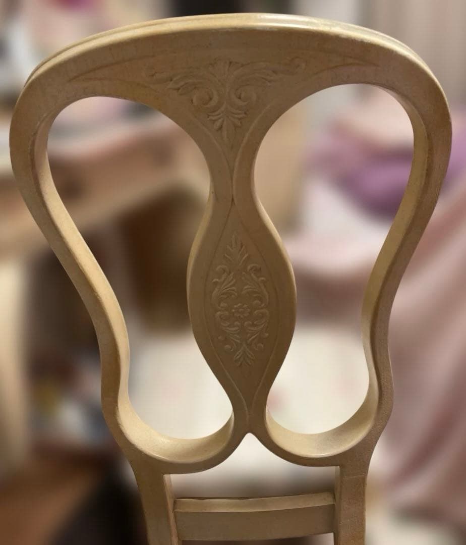 Chi　ロココ調椅子　彫刻装飾　バラ布座面 ヨーロピアン　アンティーク椅子