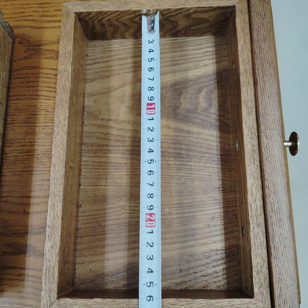 アンティーク家具 木製八角形サイドテーブル 引き出し付き