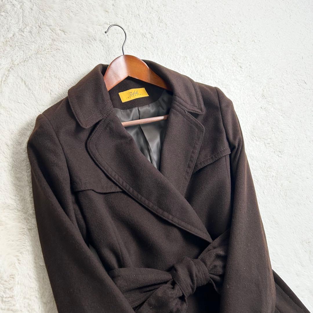 高級✨　Zelal元町カシミヤ100% ベルト付き　ロングコート ブラウン
