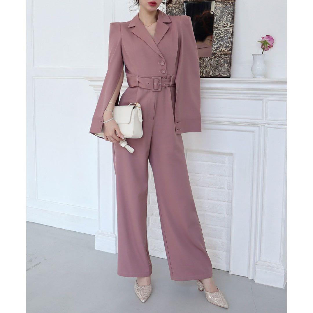 ロイヤルパーティー　ケープ　オールインワン　ベルト　ピンク