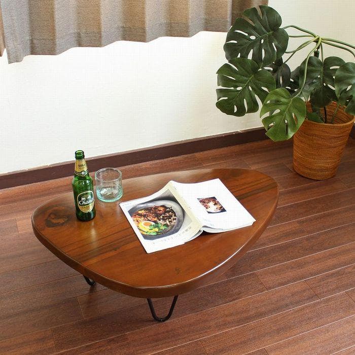 在庫セール 値下げ チーク 無垢 鉄脚 テーブル ちゃぶ台 サイドテーブル