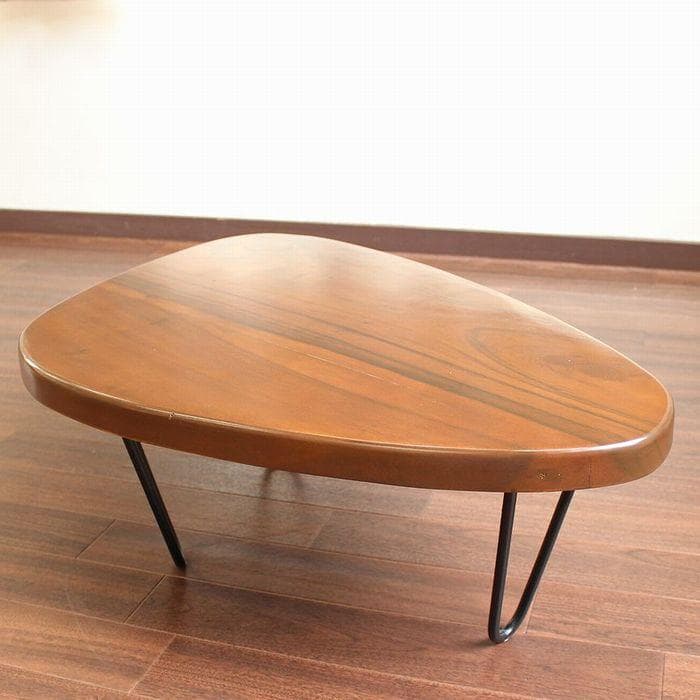 在庫セール 値下げ チーク 無垢 鉄脚 テーブル ちゃぶ台 サイドテーブル