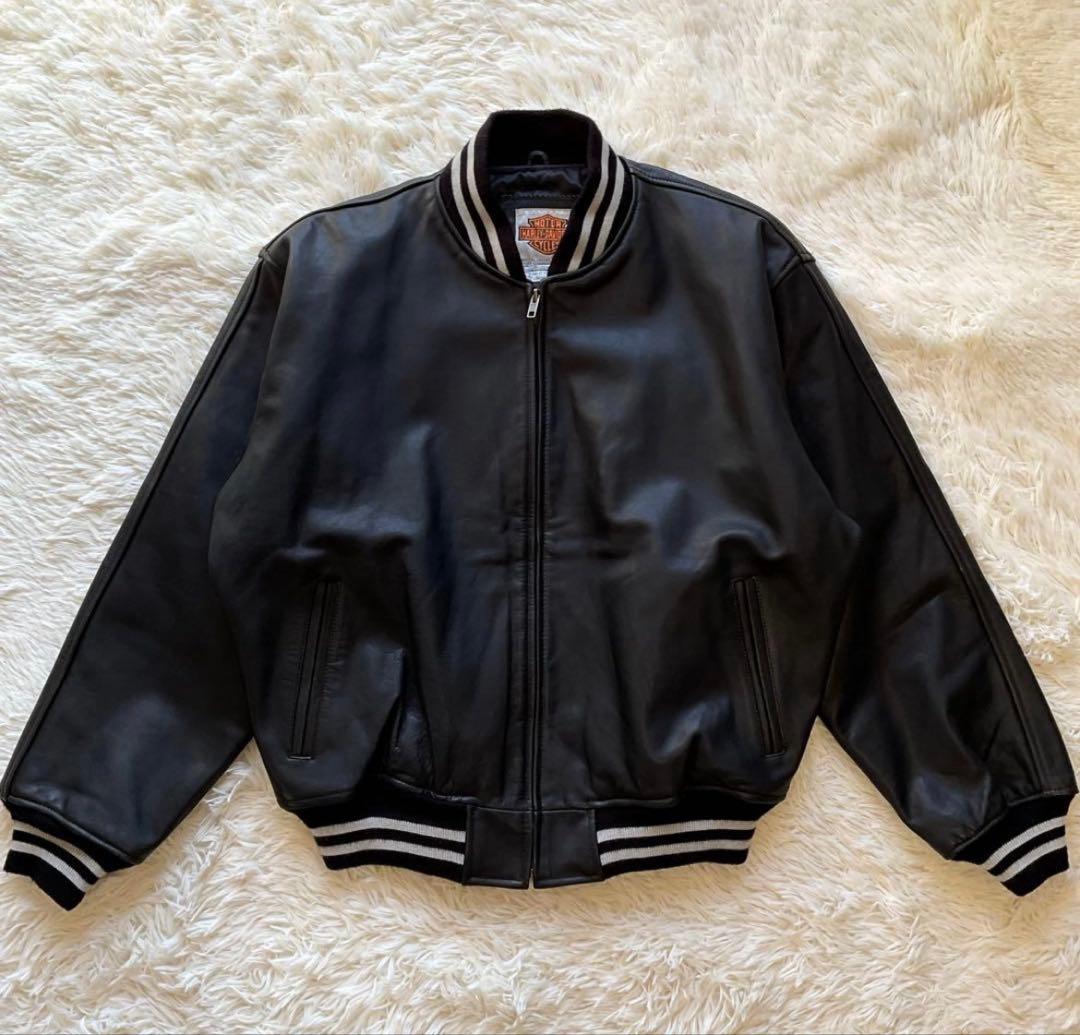 【美品】ハーレーダビッドソン　オールレザージャケット　スタジャン　本革　ワッペン