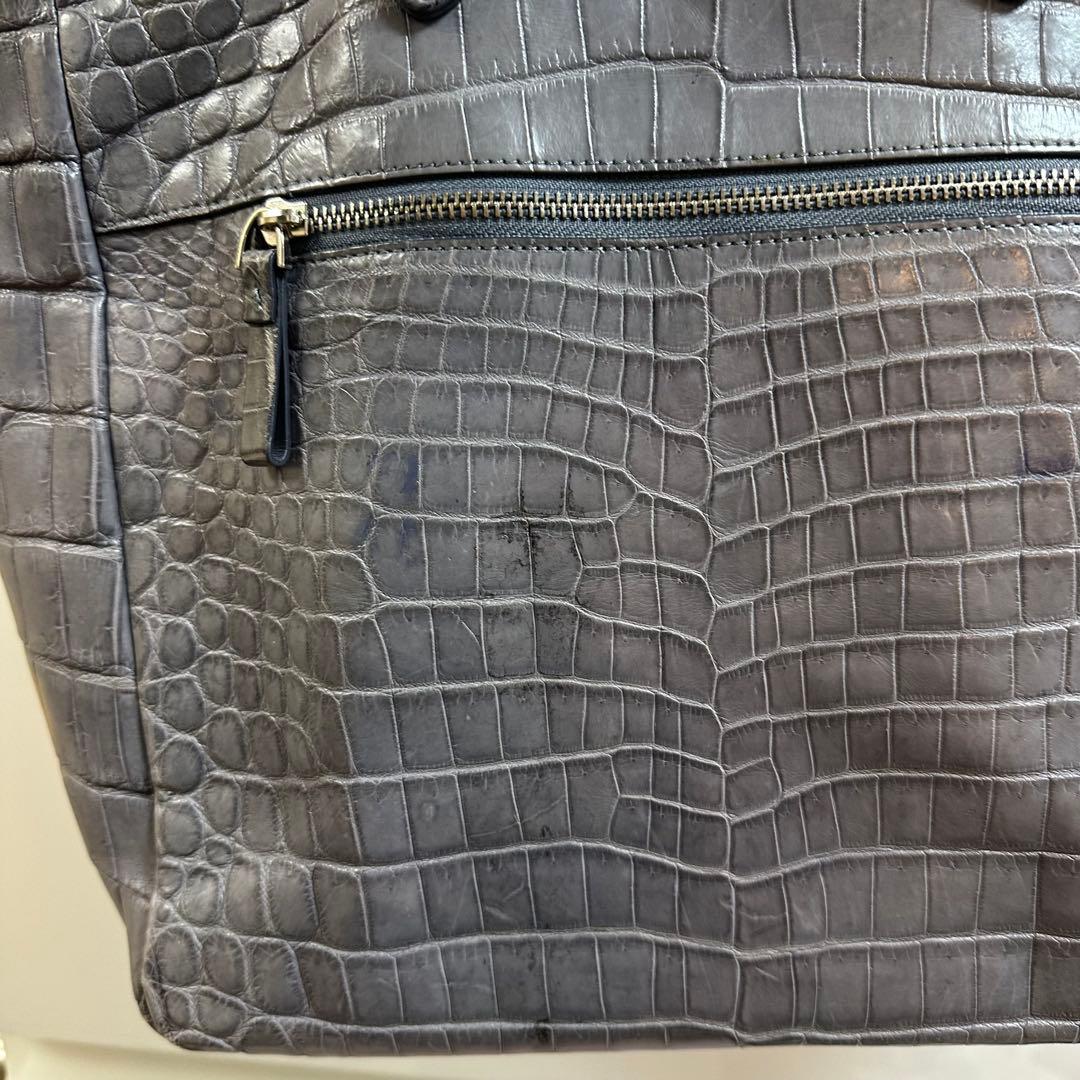 D*A様 ブルーグレー　クロコダイル　本革　2way トートバッグ
