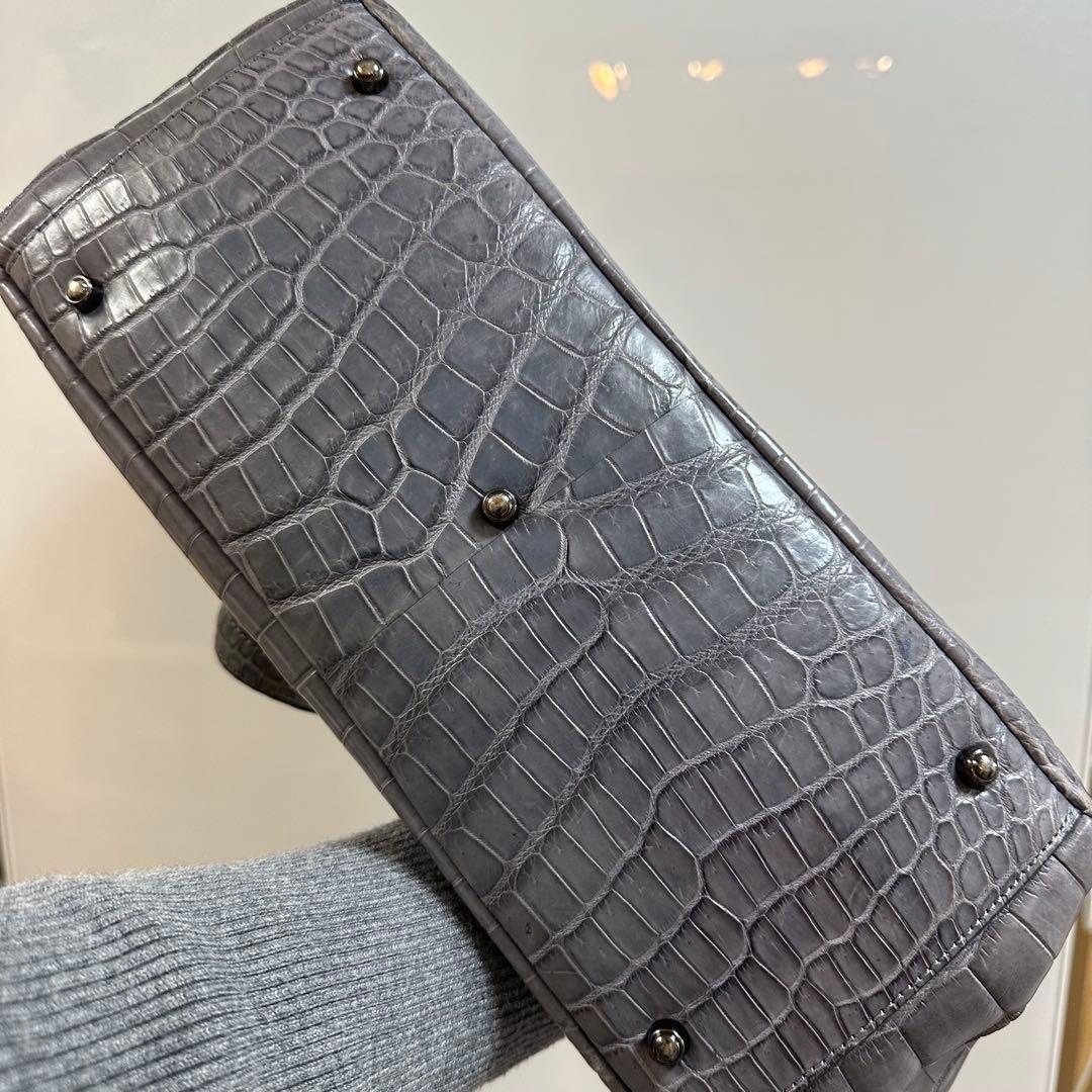 D*A様 ブルーグレー　クロコダイル　本革　2way トートバッグ