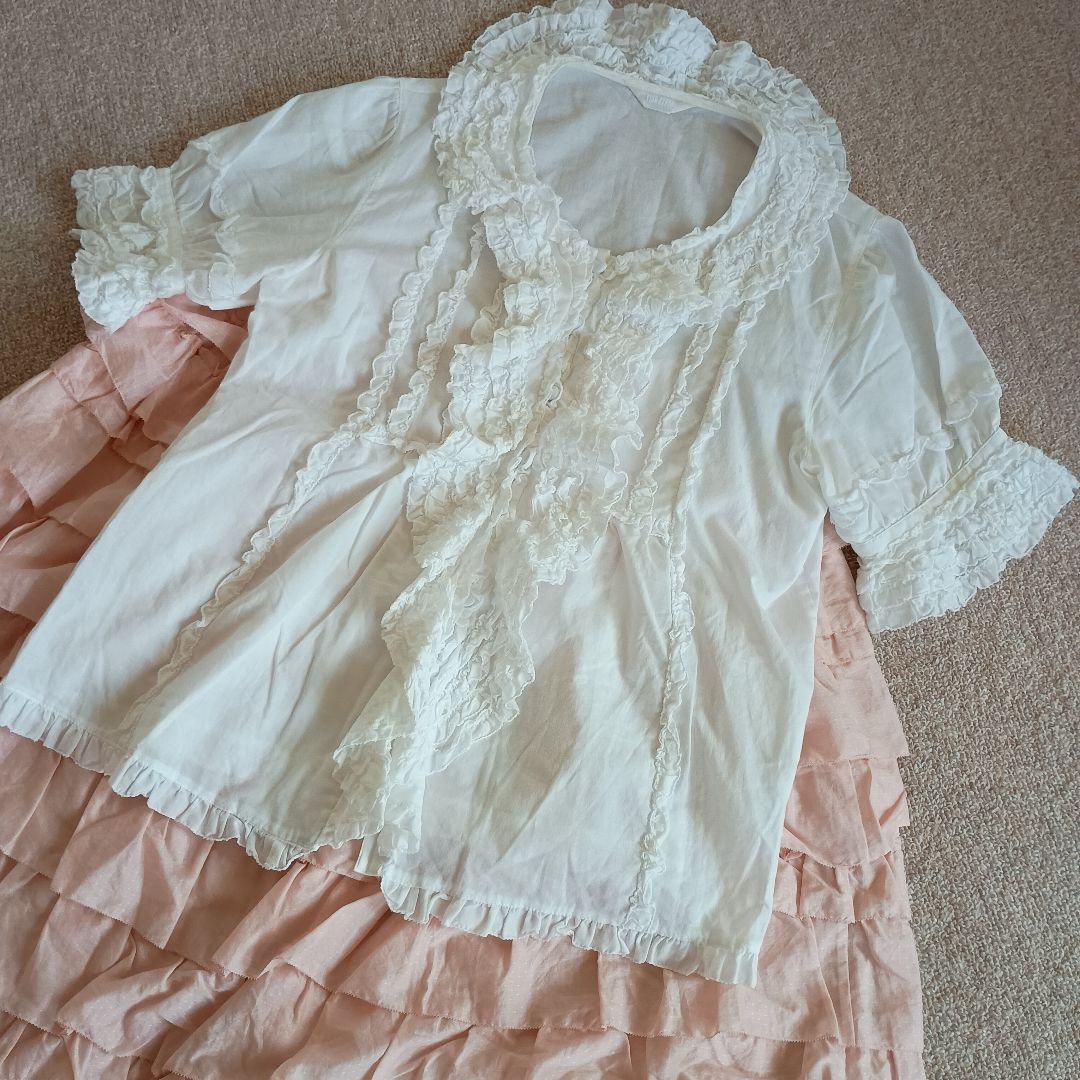 PINKHOUSE　純白　ピコフリルいっぱい　ブラウス