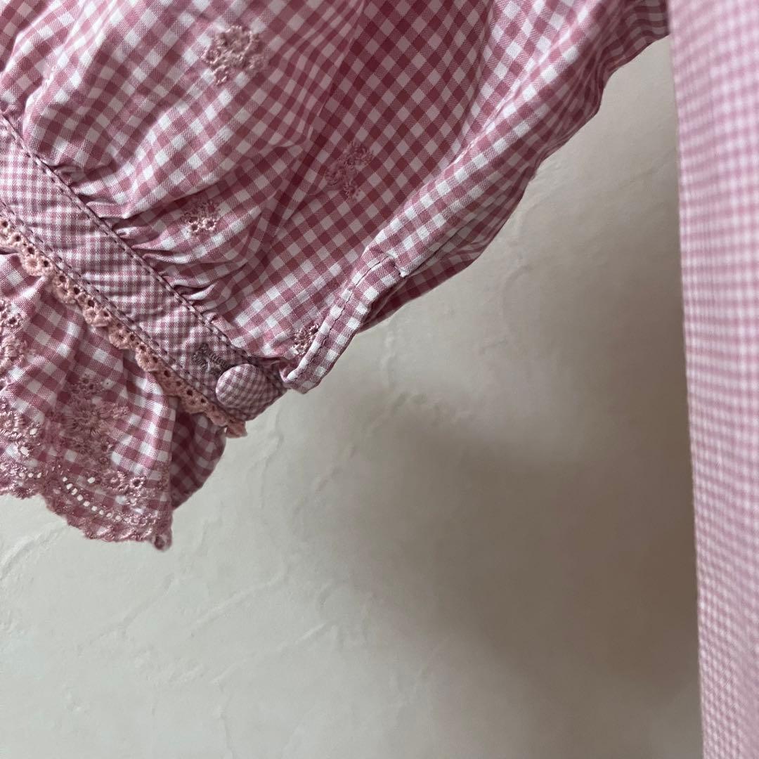 PINK HOUSE ピンクハウス ギンガムチェック 襟 フリル ブラウス