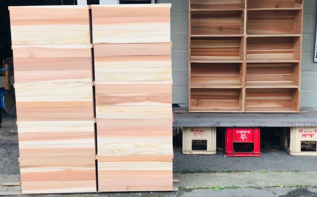 新品 りんご箱 4箱 // ウッドボックス 収納 木箱 ディスプレイ ラック 棚