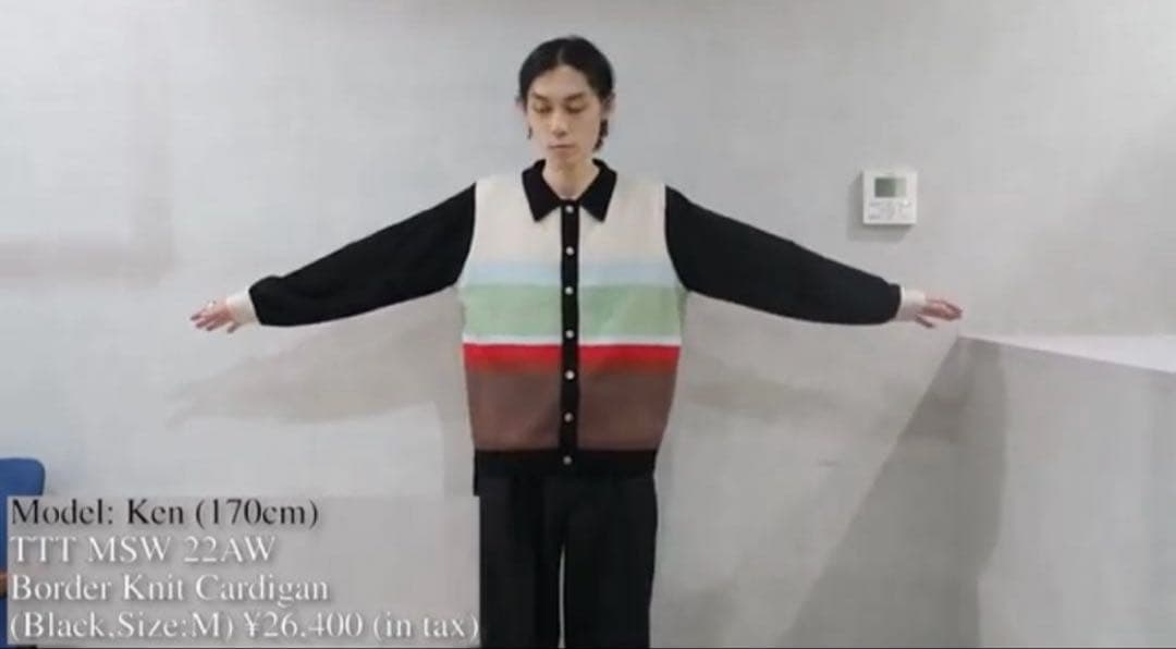 トップス tttmsw 22aw border knit cardigan