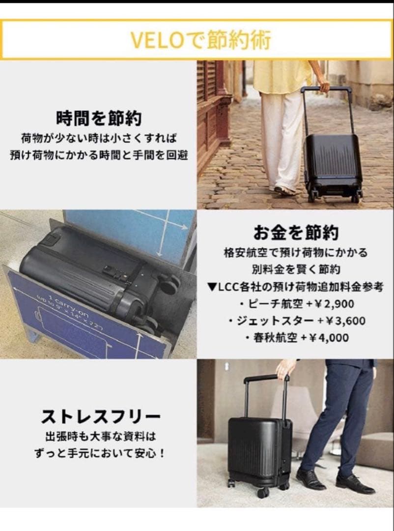 【美品】VELO 3サイズ調整3-in-1 拡張型スーツケースmakuake