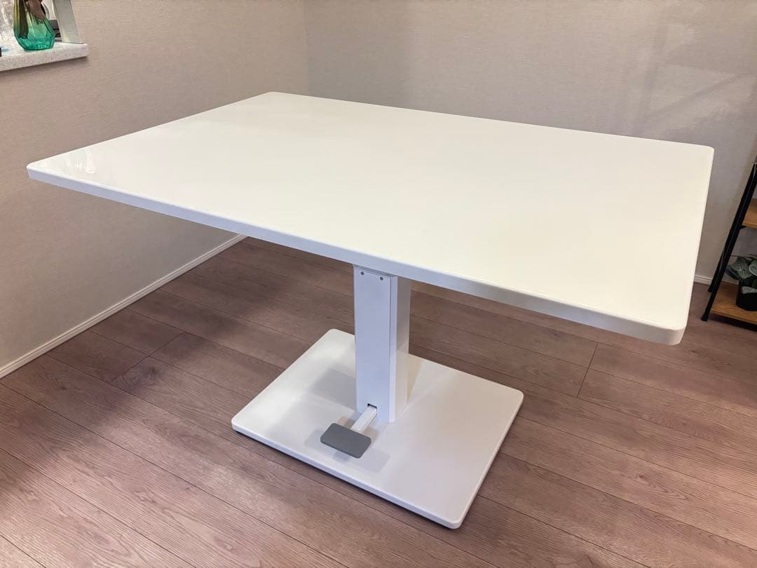 昇降ダイニングテーブル 幅120cm ホワイト
