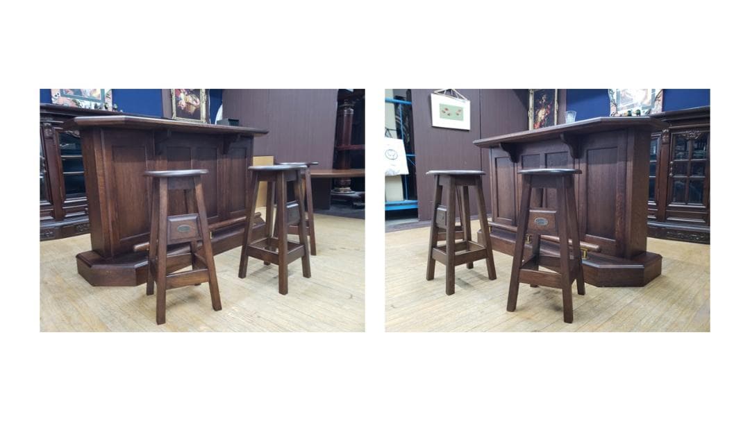 J30　美品！　蝦夷民芸家具　えぞ家具　ホームバーカウンター４点セット