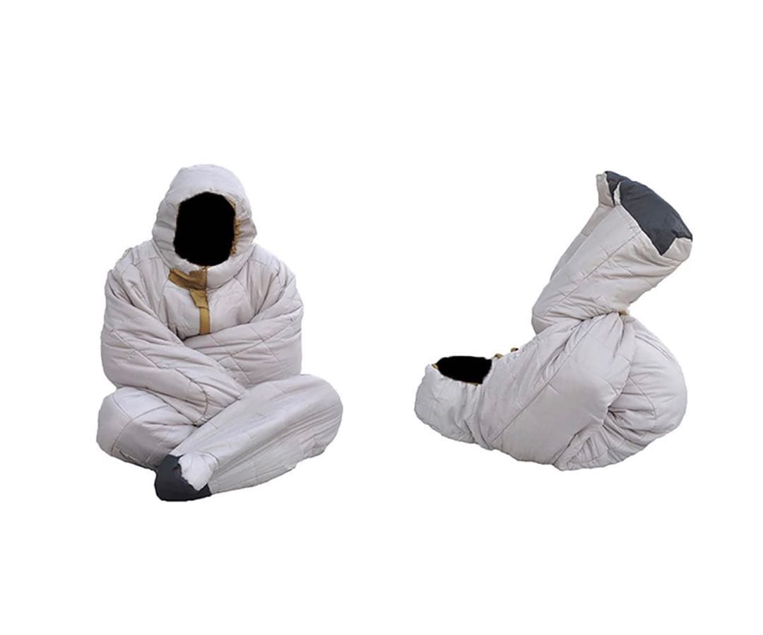 寝袋 防災グッズ 着る寝袋 防災用シュラフ 動ける 歩ける 人型 L カモフラ