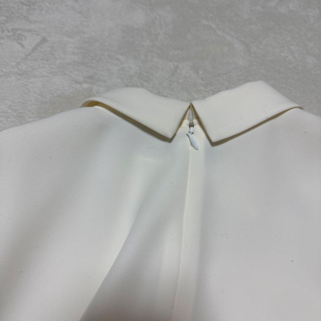 美品 近年モデル ヨーコチャン　バルーンスリーブポイントカラーブラウス 白 38