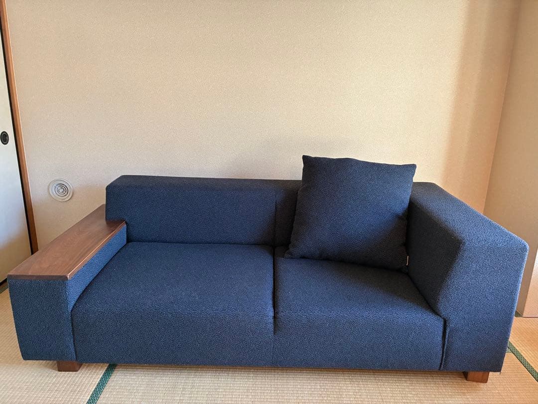 フランネルソファ　2人がけ　ネイビー（ツイード生地）