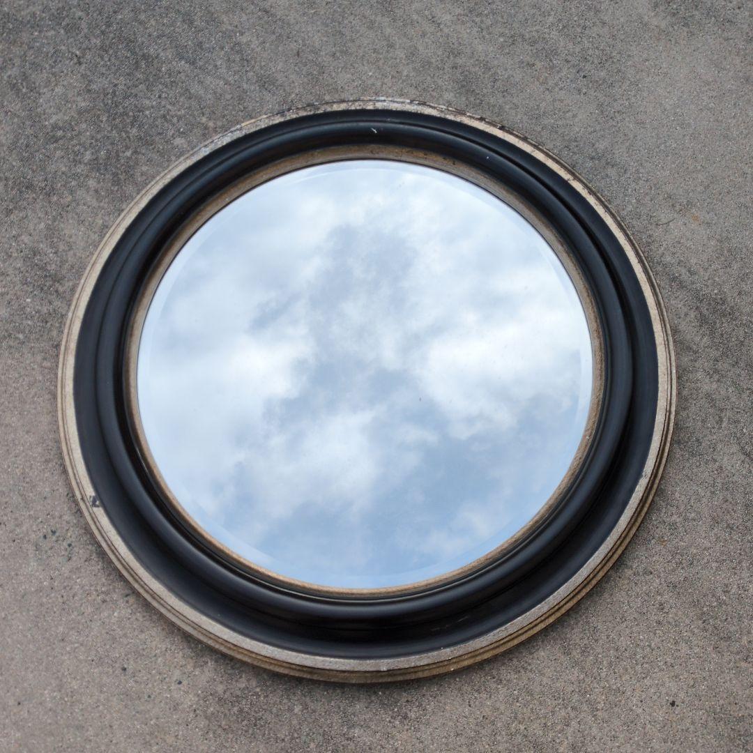 クラシック円形木製壁掛け鏡
