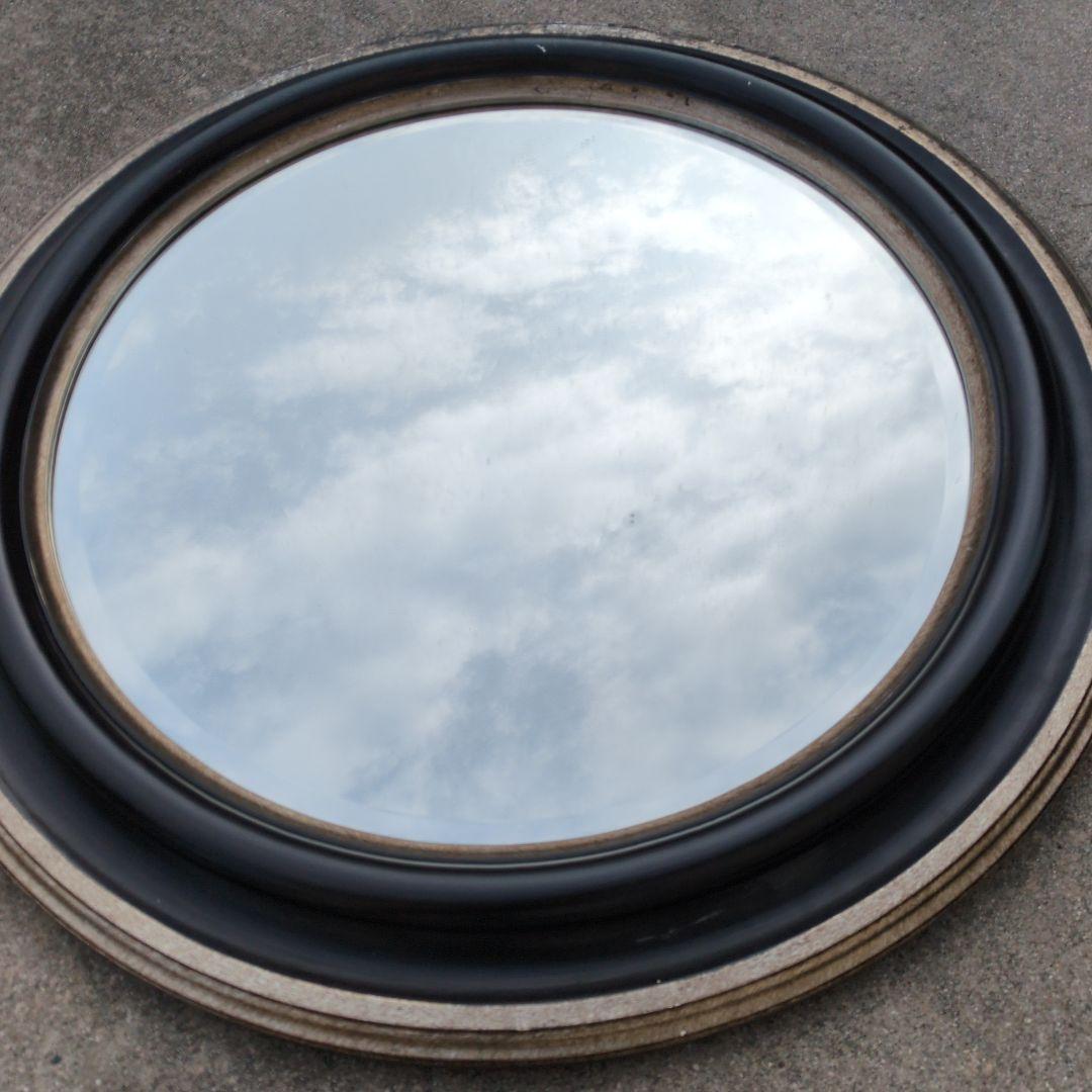 クラシック円形木製壁掛け鏡