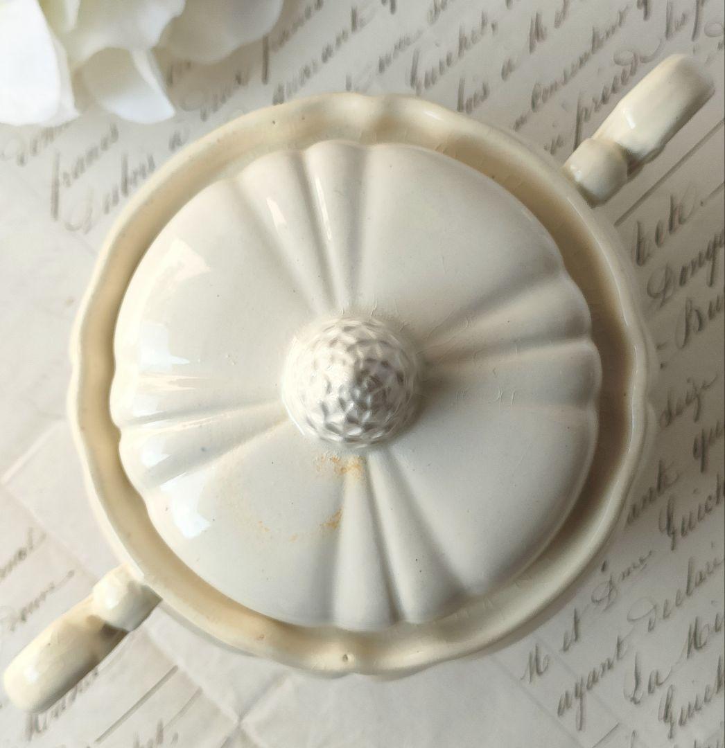 美品　サルグミンヌ　花リム　ポット&シュガーポット　フランスアンティーク