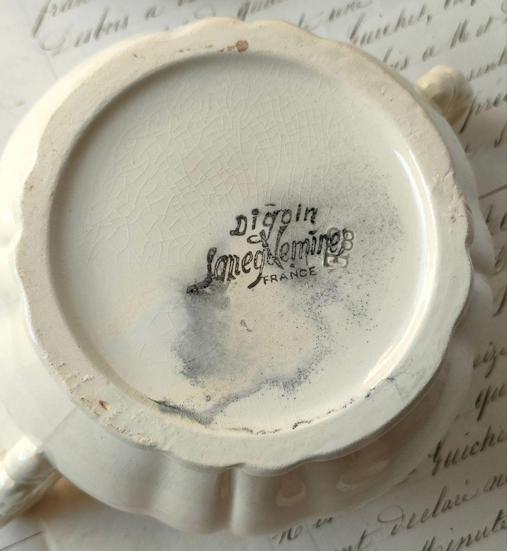 美品　サルグミンヌ　花リム　ポット&シュガーポット　フランスアンティーク