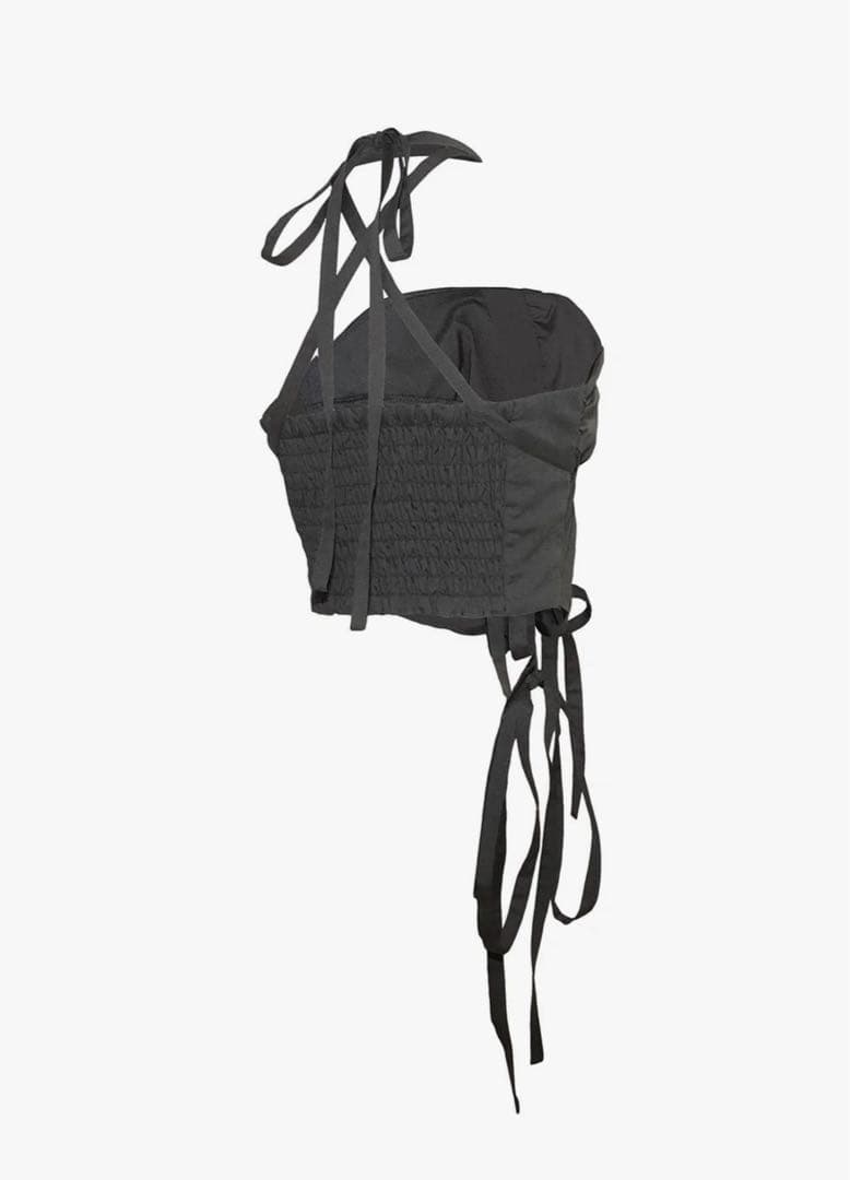 THEREDTHREAD S ribbon gather topsグレー