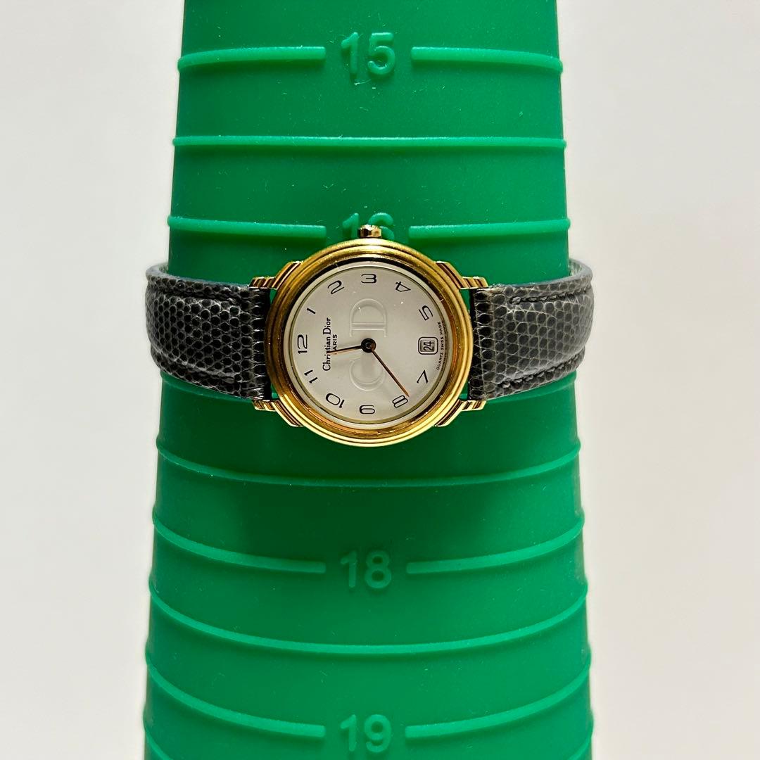稼働/新品電池 ディオール Dior デイト ラウンド 白文字盤 腕時計