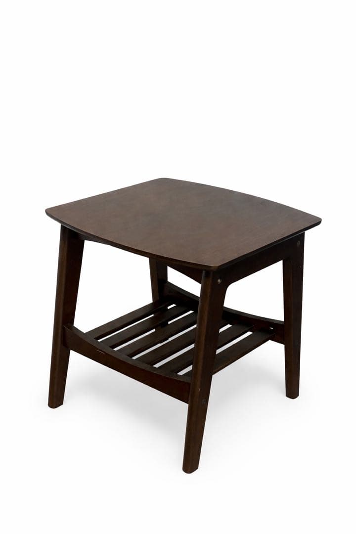 木製サイドテーブル ダークブラウン
