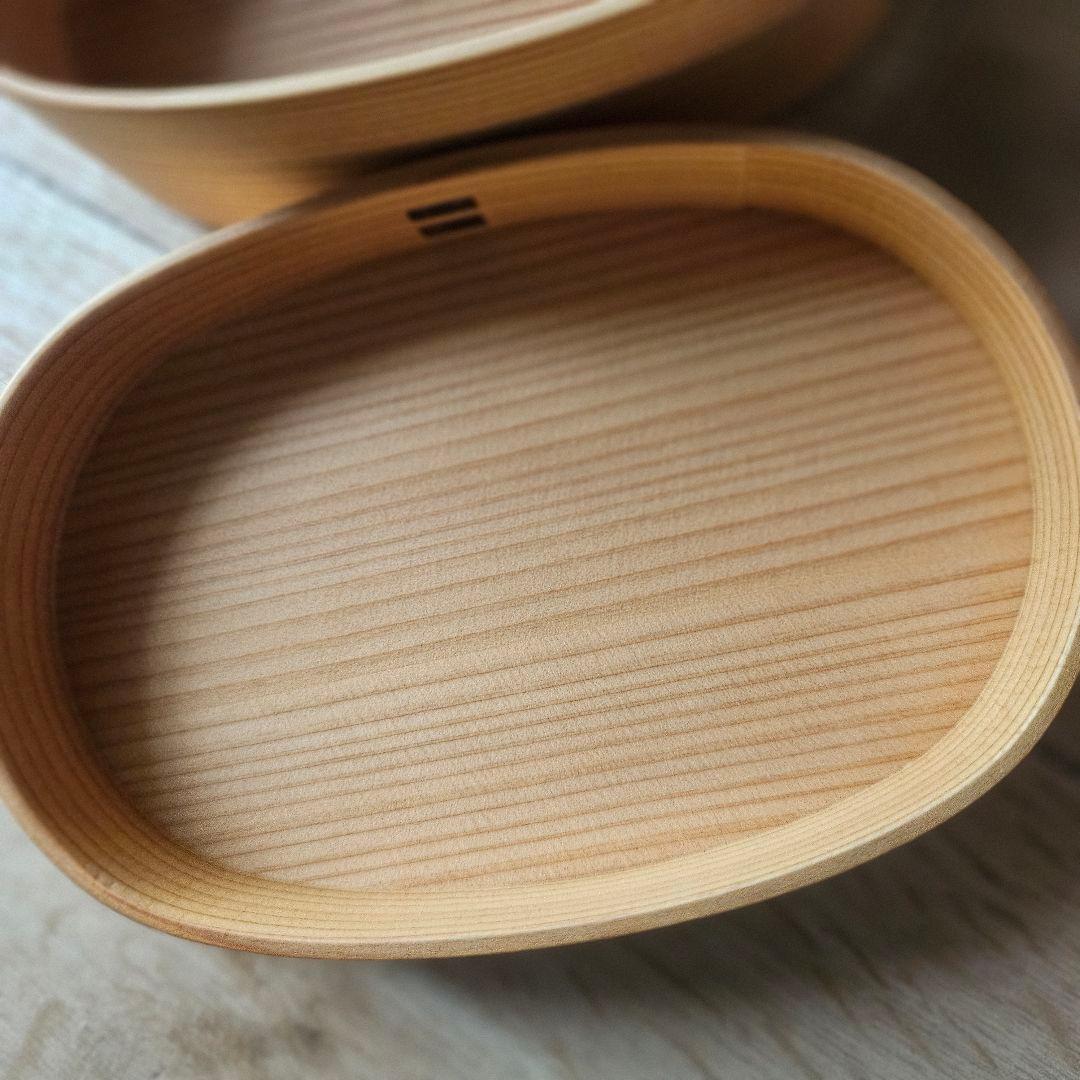 栗久/木製 大館曲げわっぱ 小　小判型弁当箱 スリム 伝統的工芸品 新品未使用