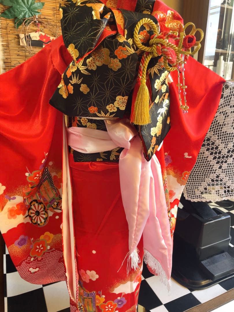 七五三7歳様　赤のお着物