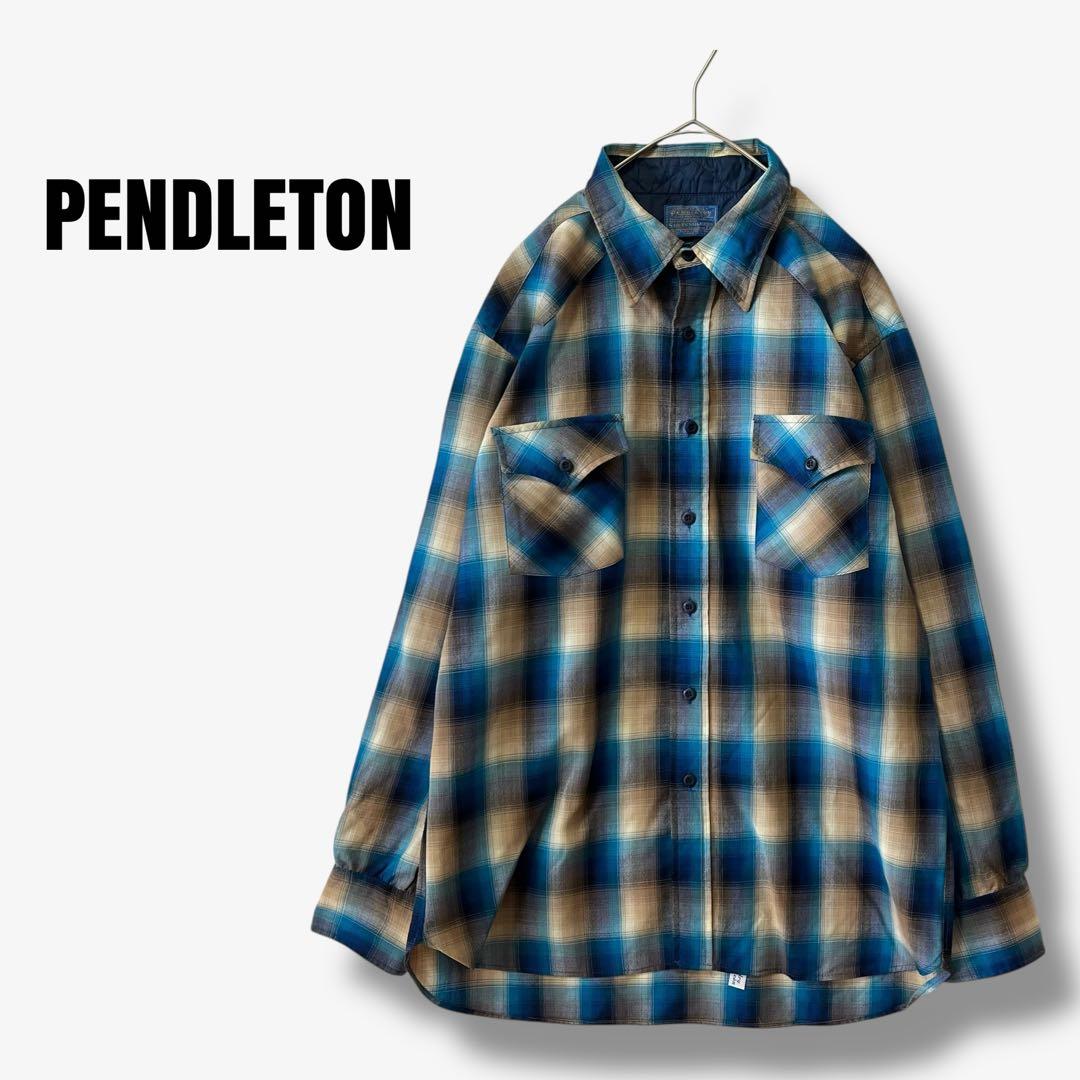 y01626 70s-80sUSA製　サー・ペンドルトン ウールシャツ　チェック