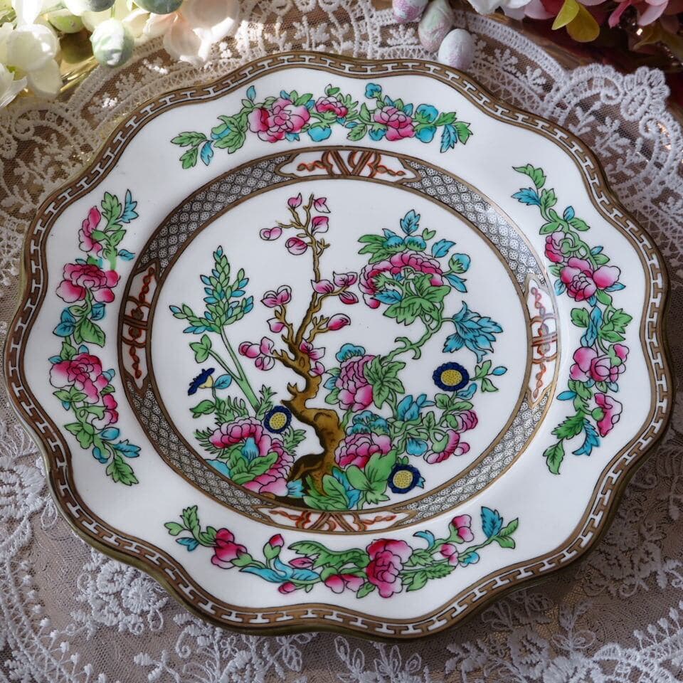 コールポート　インディアンツリー　フリルプレート　中皿　アンティーク　F8