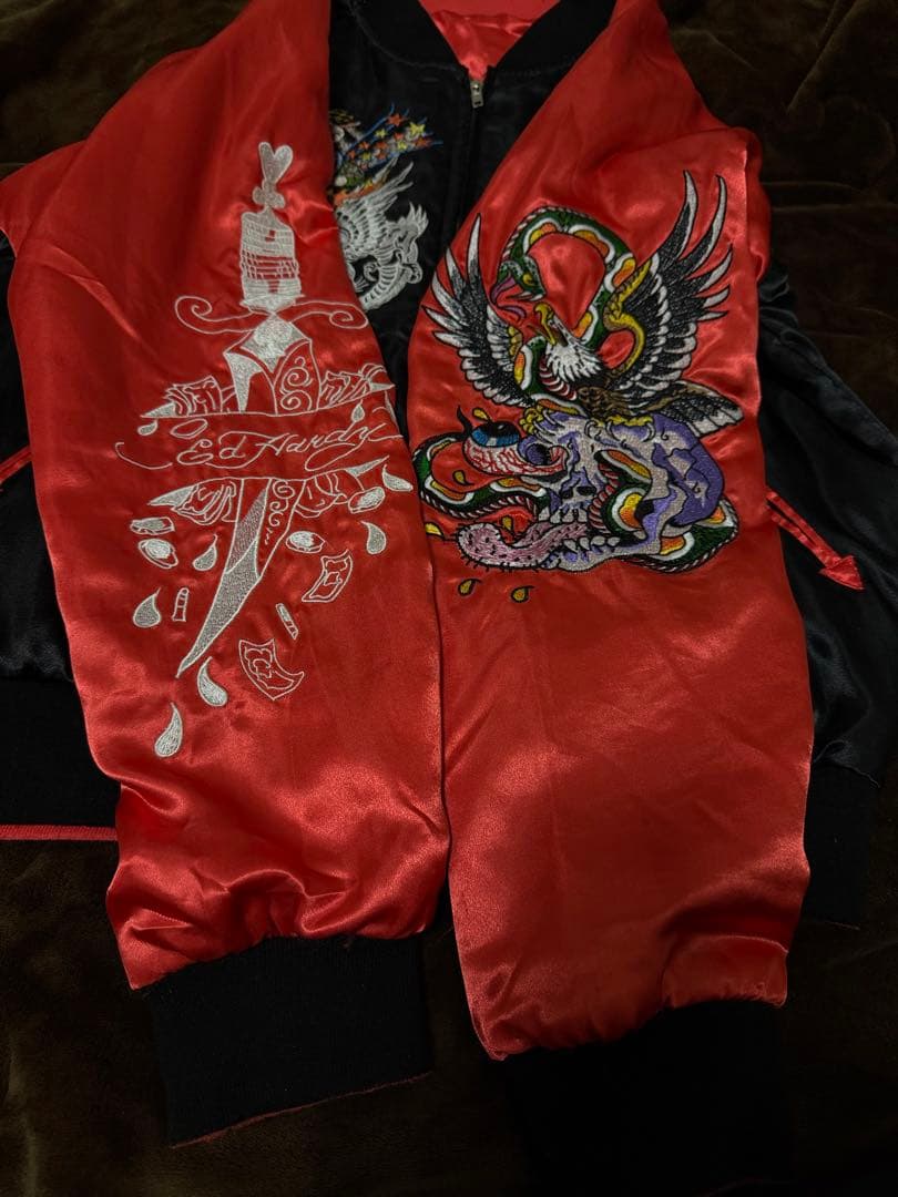 ２面用 Ed Hardy 龍 日本限定 スカジャン vintage サテン