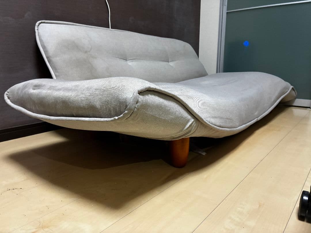 グレー ファブリック フラットソファ