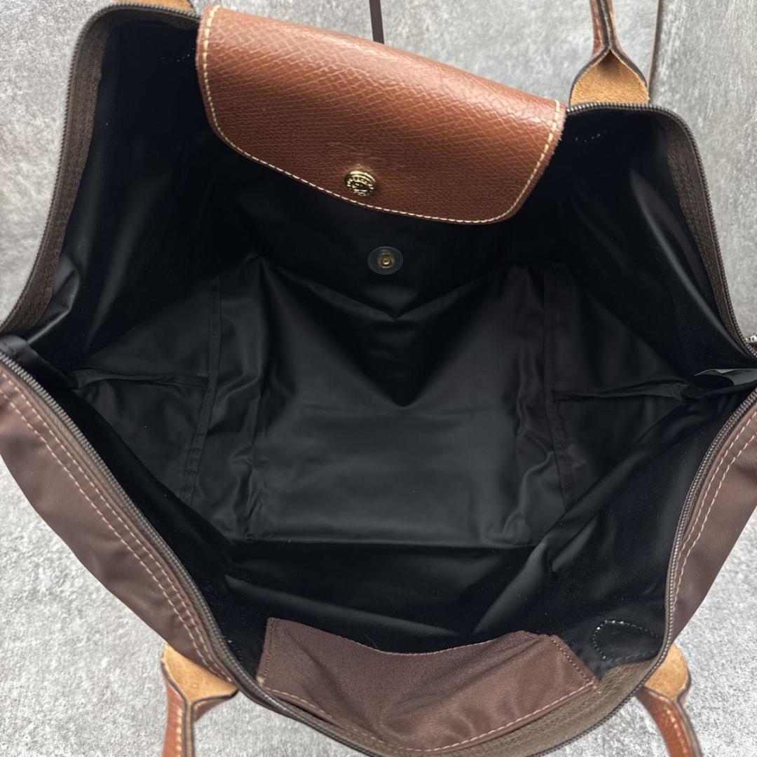 極美品　ロンシャン　ル　プリアージュ　M　ダークブラウン　トップハンドル