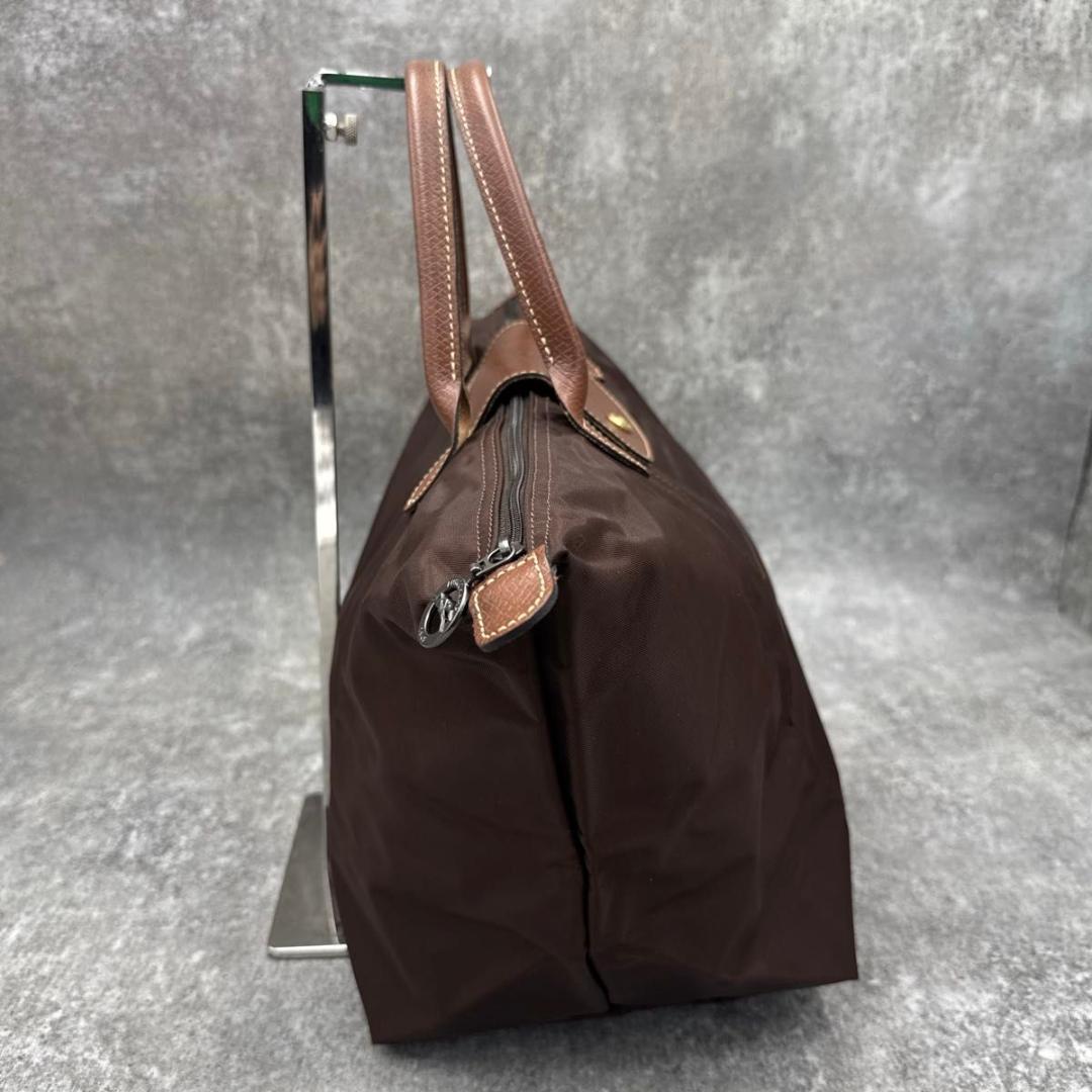 極美品　ロンシャン　ル　プリアージュ　M　ダークブラウン　トップハンドル