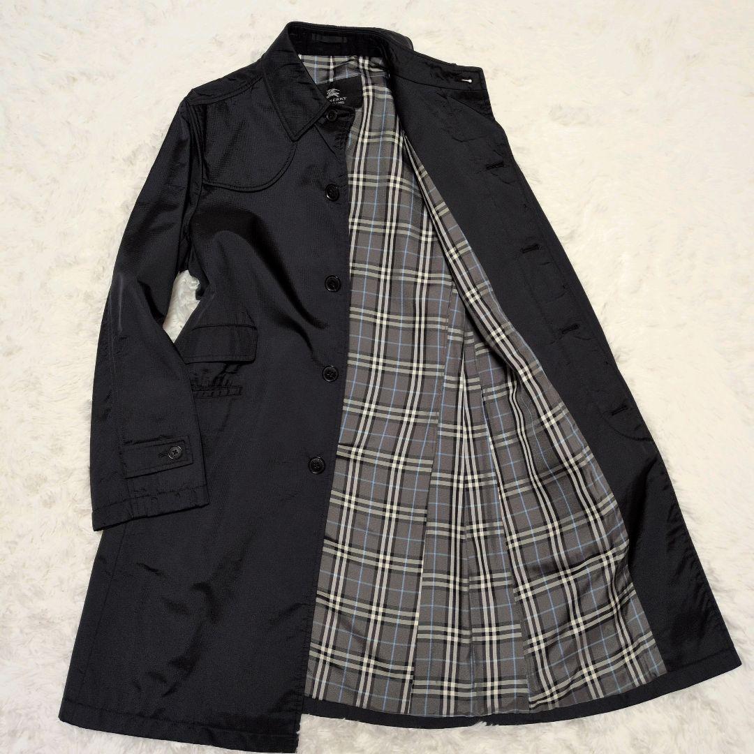 【美品】バーバリーブラックレーベル☆ナイロン　撥水　ロングコート　メンズ