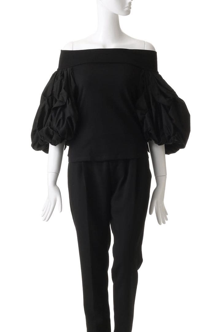 【未使用】HER. オフショルダーボリュームスリーブカットトップス black