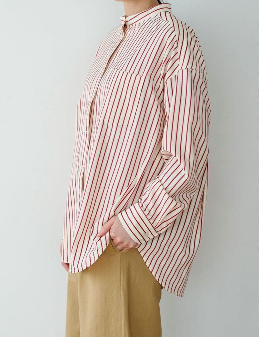 美品⭐︎ポンデシャロン バンドカラーシャツ　サイズフリー　レッド