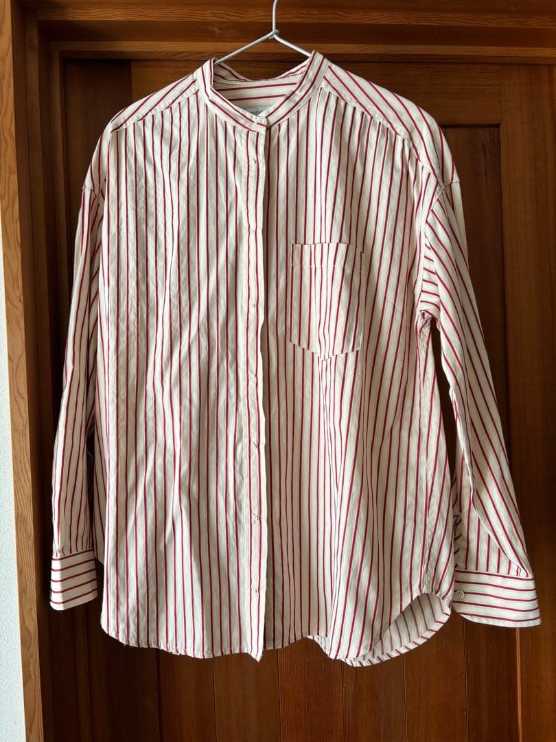 美品⭐︎ポンデシャロン バンドカラーシャツ　サイズフリー　レッド
