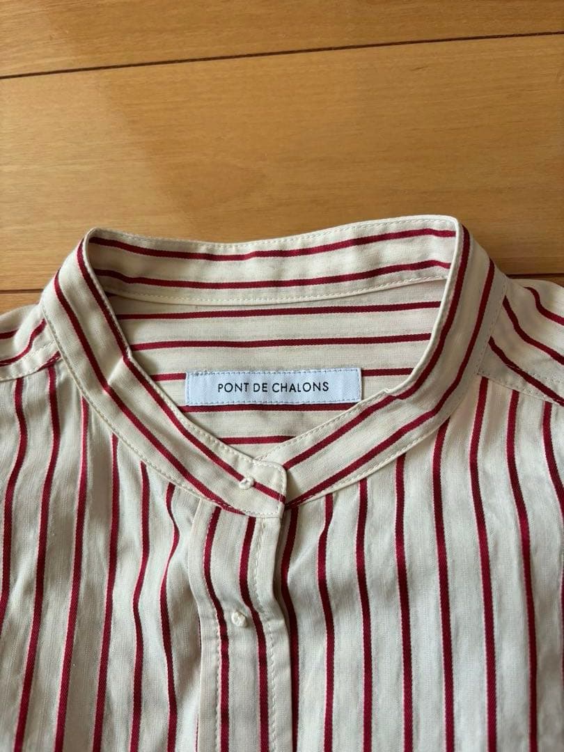 美品⭐︎ポンデシャロン バンドカラーシャツ　サイズフリー　レッド