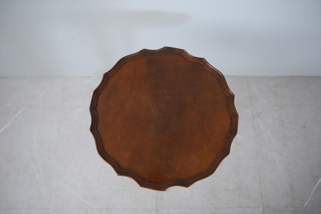 英国アンティーク木製ワインテーブル/サイドテーブル/丸机/飾り棚(89-283)