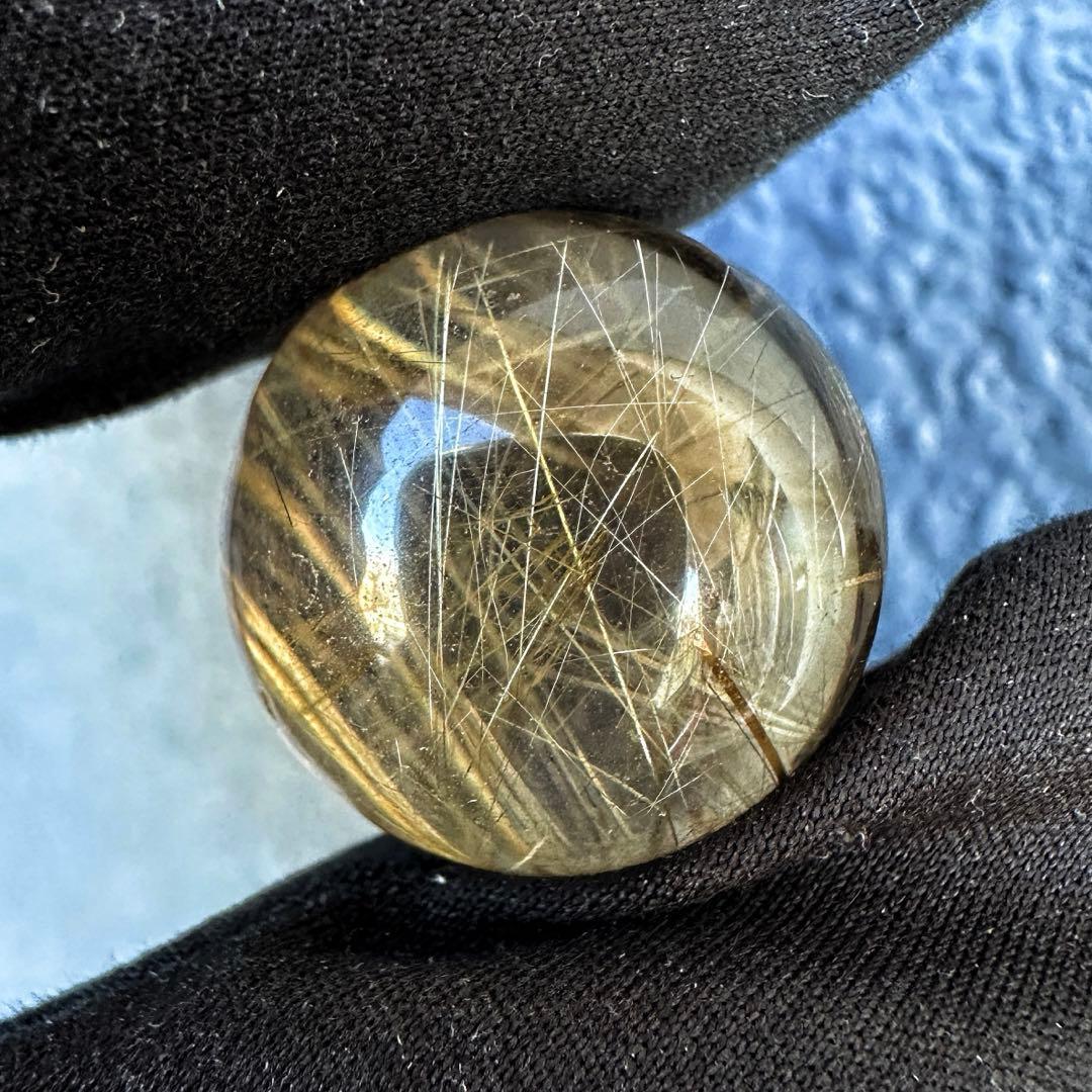 別格高級品❗️高透明度☆スモーキーチルクォーツ丸玉ゴールドルチルクォーツA1384