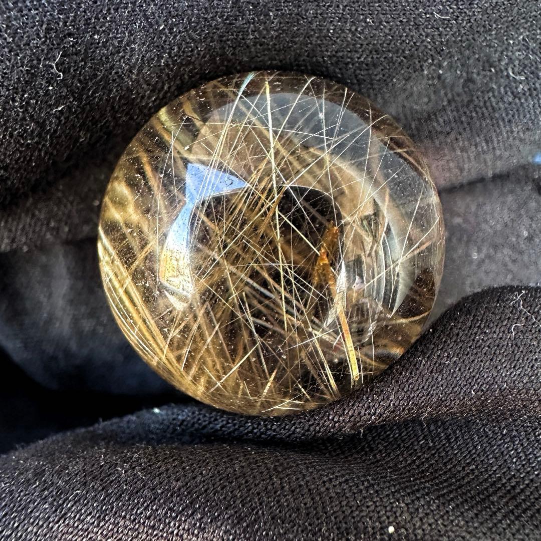 別格高級品❗️高透明度☆スモーキーチルクォーツ丸玉ゴールドルチルクォーツA1384