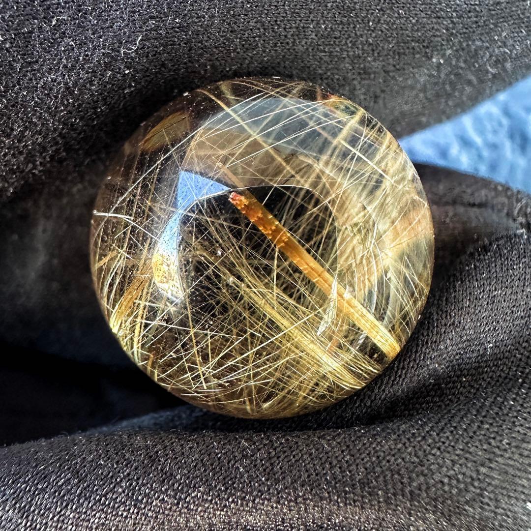 別格高級品❗️高透明度☆スモーキーチルクォーツ丸玉ゴールドルチルクォーツA1384