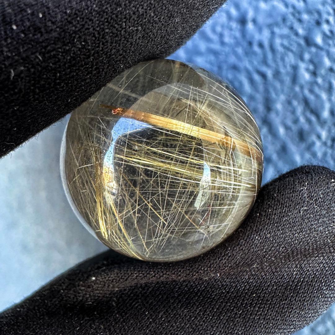 別格高級品❗️高透明度☆スモーキーチルクォーツ丸玉ゴールドルチルクォーツA1384